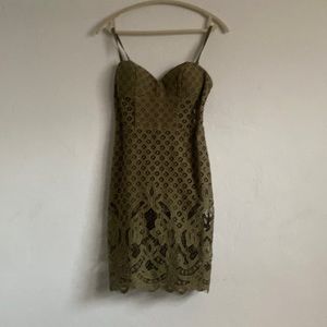 BEBE slip dress with bodysuit size 2 Olive green
